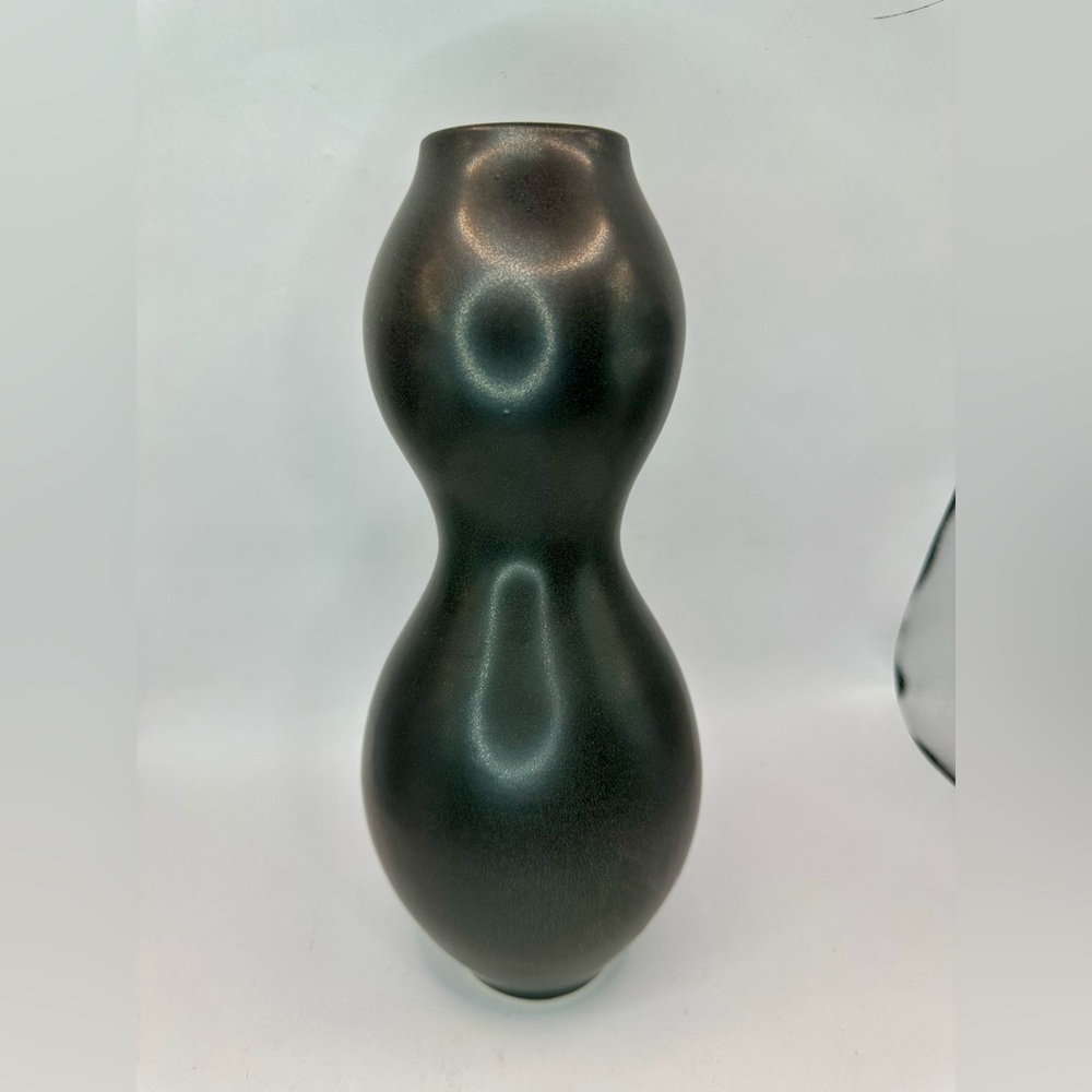 SOLD Jonathan Adler 1990's Pot Au Porter Vase Double-Bulbous - Black - 10”